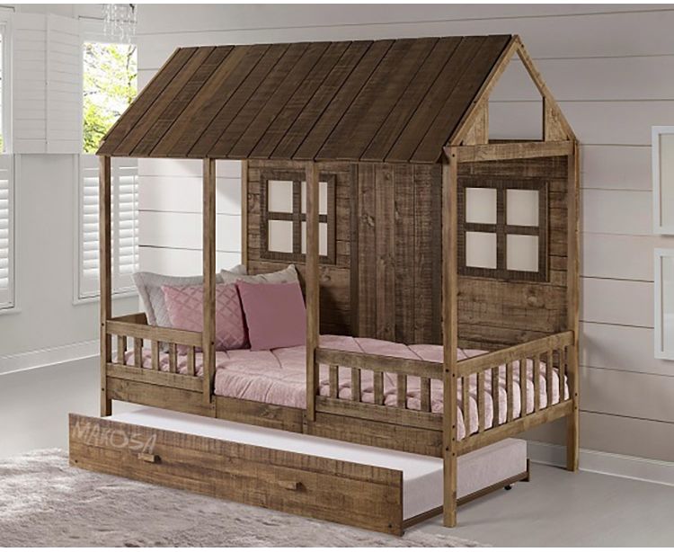 картинка Детская кровать-домик из массива Ранчо от магазина makosa.ru
