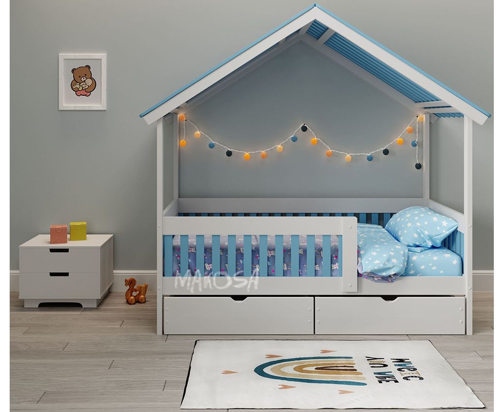 картинка Детская кровать-домик из массива Лилибет с ящиками от магазина makosa.ru