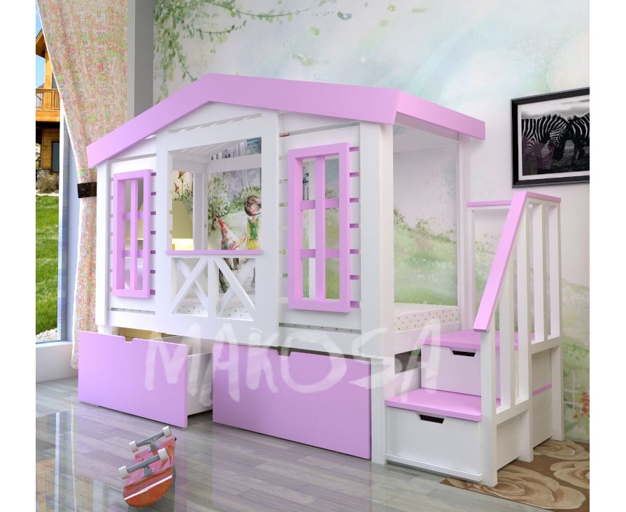 картинка Детская кровать-домик из массива сосны Сочи от магазина makosa.ru