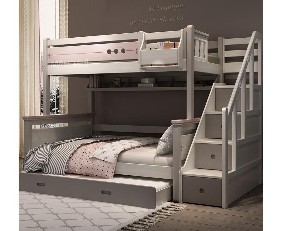 картинка Двухъярусная кровать из сосны Суоми-3 с выдвижной кроватью от магазина makosa.ru