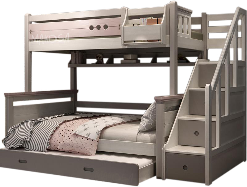 картинка Двухъярусная кровать из сосны Суоми-3 с выдвижной кроватью от магазина makosa.ru