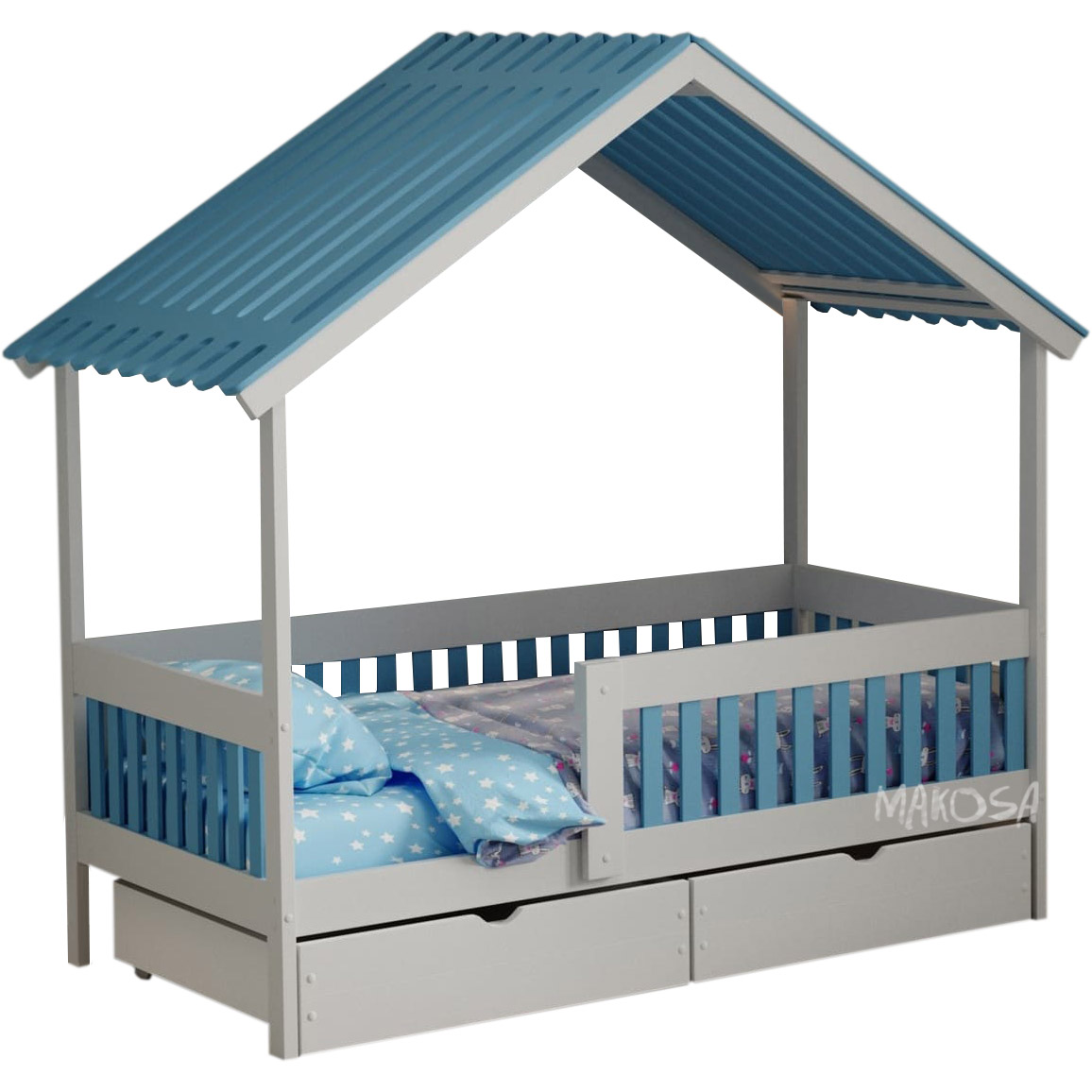 картинка Детская кровать-домик из массива Лилибет с ящиками от магазина makosa.ru